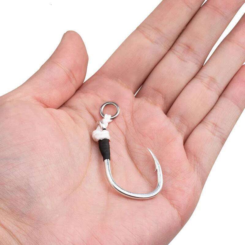 TEASER 2pcs/bag HK048 High Carbon Steel Slow Single 1/0-7/0 Sea Hook Saltwater Fishing Metal Jigging Assist Hooks S260305