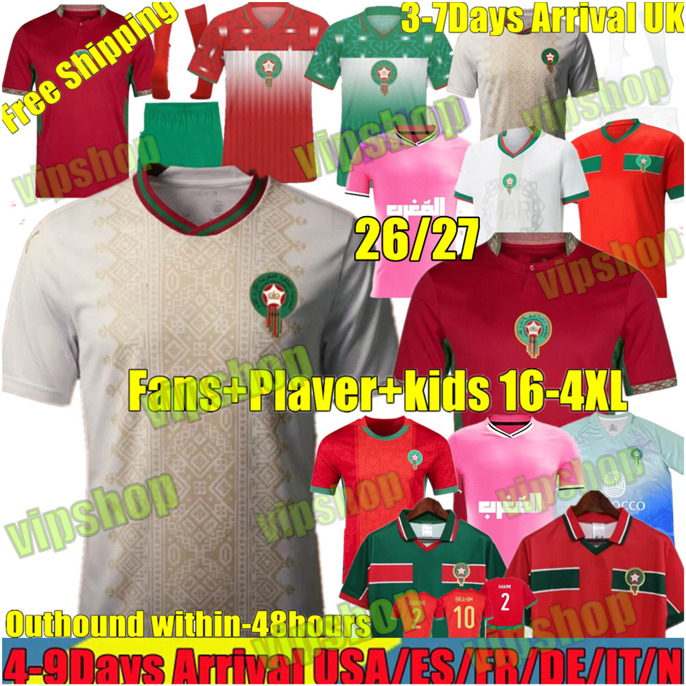 22 23 25 26 27 Morocco soccer jerseys HAKIMI BRAHIM ZIYECH SAIBARI EL KAABI SAiSS Morocco 2026 2027 Football T Shirt Uniform Sweatshirt retro 1998 Morocco man kids kit