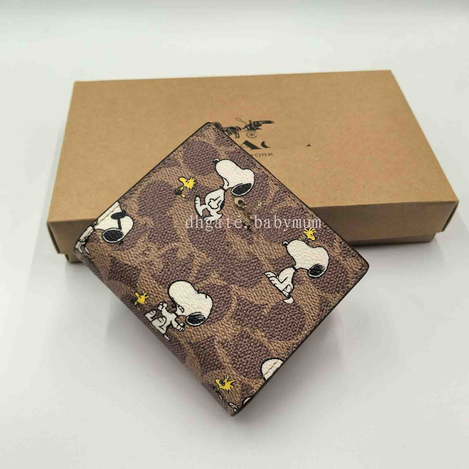 luxury ladies snoopy bag for gift fashion accessory bifold wallet zipped card holder short coin purse clutch pouch
