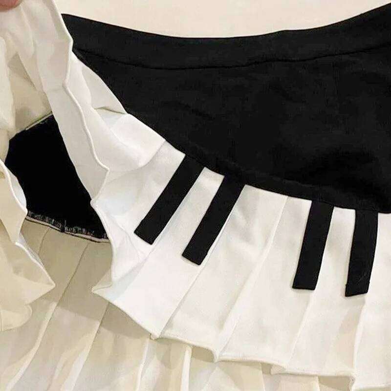 Vintage Y2k Black White Piano Women Slim Design Summer Harajuku Mini Skirt Female Fashion Hot Girl New Retro Clothing XJ260309