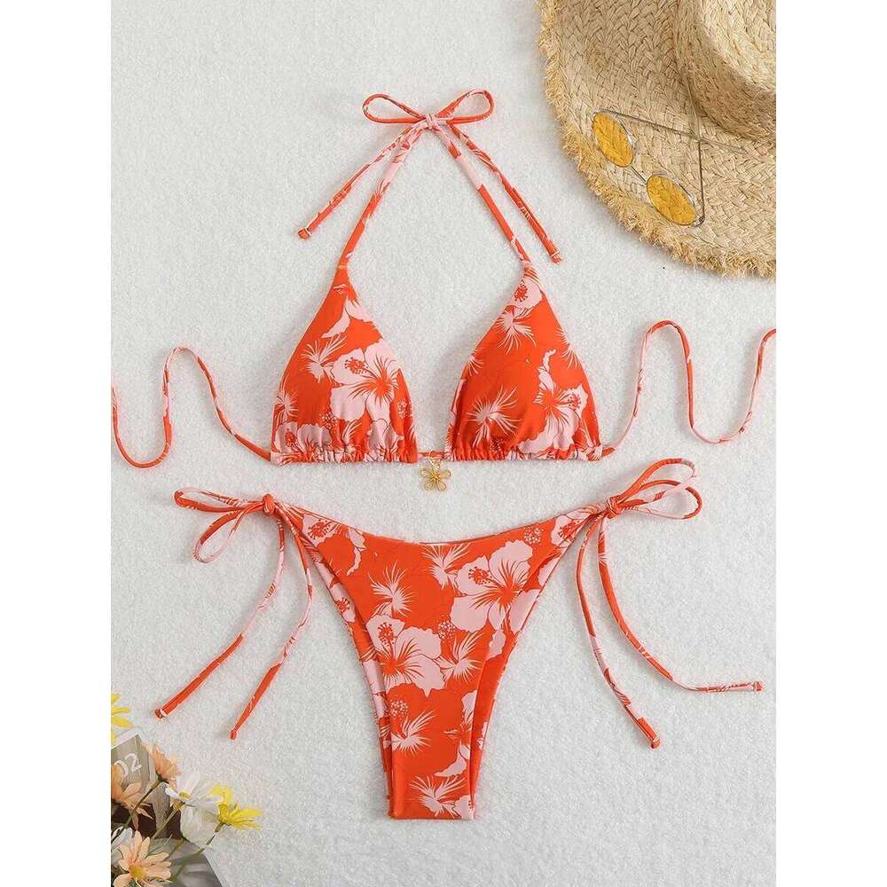 2025 Trend Women's Sexy Micro Thong Bikini Set Two-Piece Beach Wear Swimwear for Bathing XJ260206