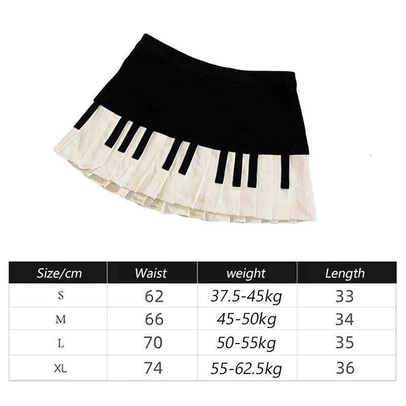 Vintage Y2k Black White Piano Women Slim Design Summer Harajuku Mini Skirt Female Fashion Hot Girl New Retro Clothing XJ260309