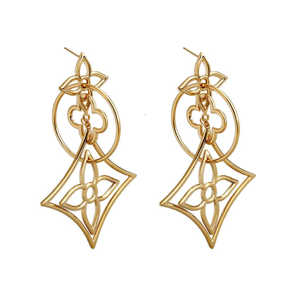 Womens Jewelry Earrings stud fashionable gold geometric earrings hollow square circle simple personality earrings perfect for casual gathering