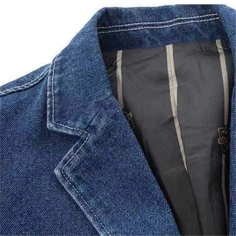 New 2026 Mens Spring Autumn Denim Suit Jacket Suit Collar Jeans Jacket Coat Trend Single-breasted Casual Men Clothing M260309