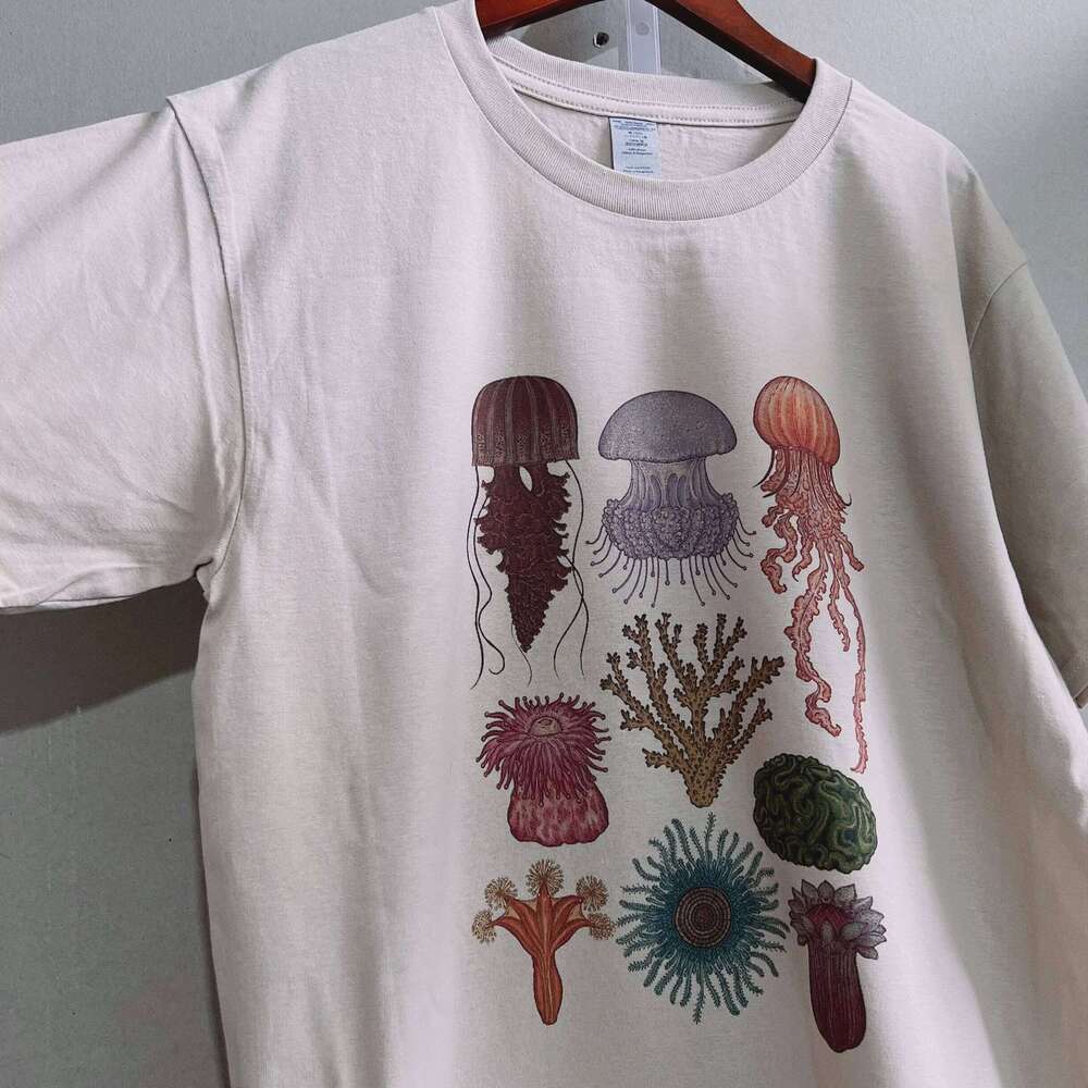 5316 JellyFish Seafood T-Shirt Women Vintage Grunge Aesthetic New Fashion, Women's T-Shirt, Comfortable, S XJ260306