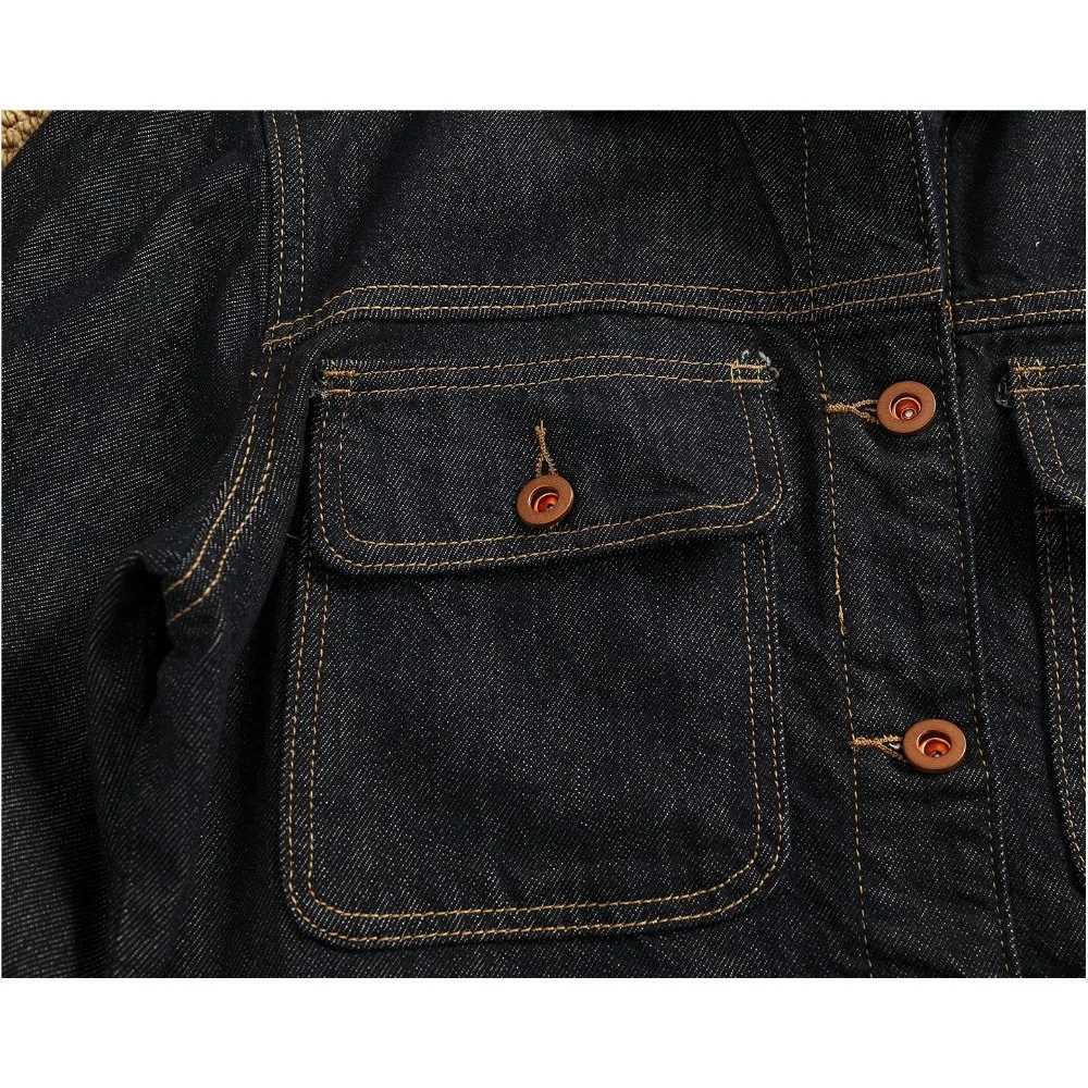 Heavyweight original color denim jacket mens straight fit lapel work jacket high street retro top M260309