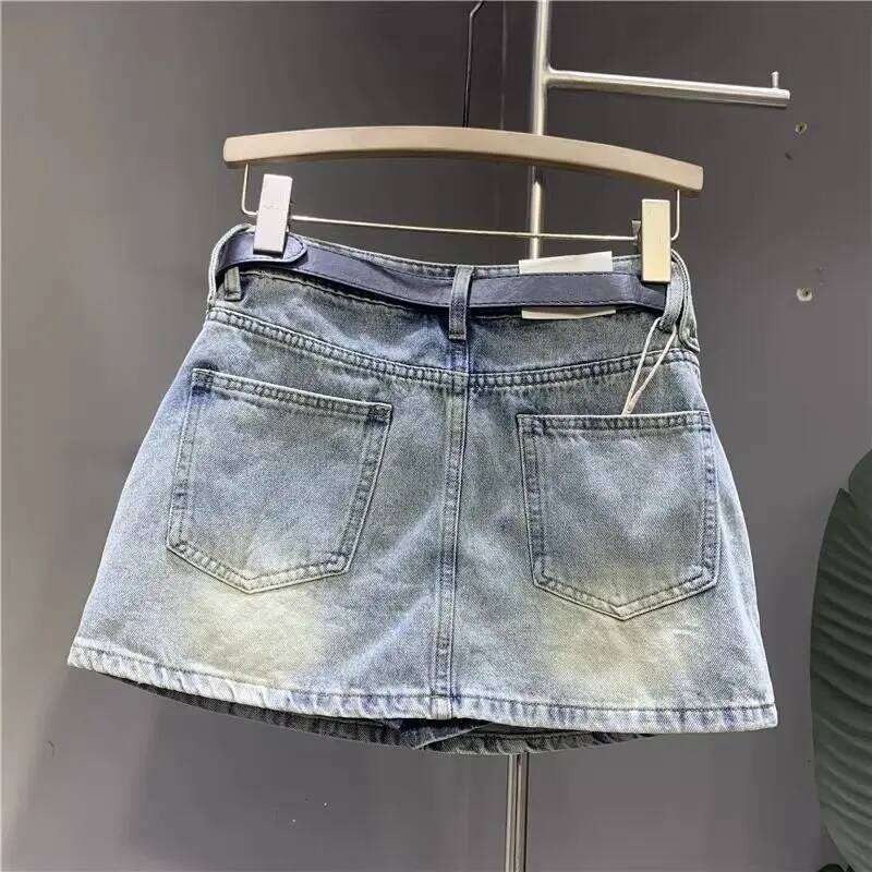 Light Blue Denim Mini Summer 2025 New Design A Word Hip Y2k Skirt XJ260309