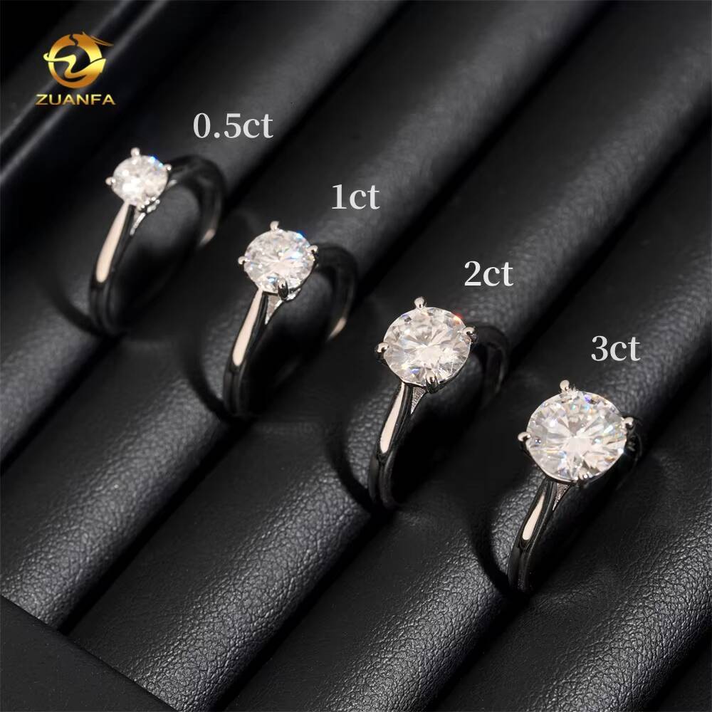 05ct 1ct 2ct 3ct Moissanite Diamond Engagement Rings 925 Silver 4 Prong Wedding Ring Pass diamond tester Solitaire women ring