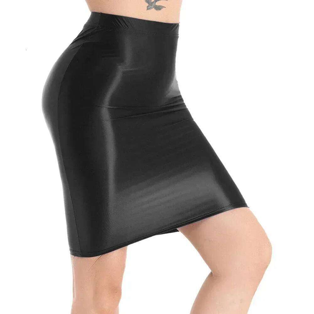 Women Glossy Shiny High Waist Pencil Mini-Skirt Stretchy Bodycon Shirts Clubwear 2023 Fashion Fit A-Line Sexy Tight Skirt XJ260309