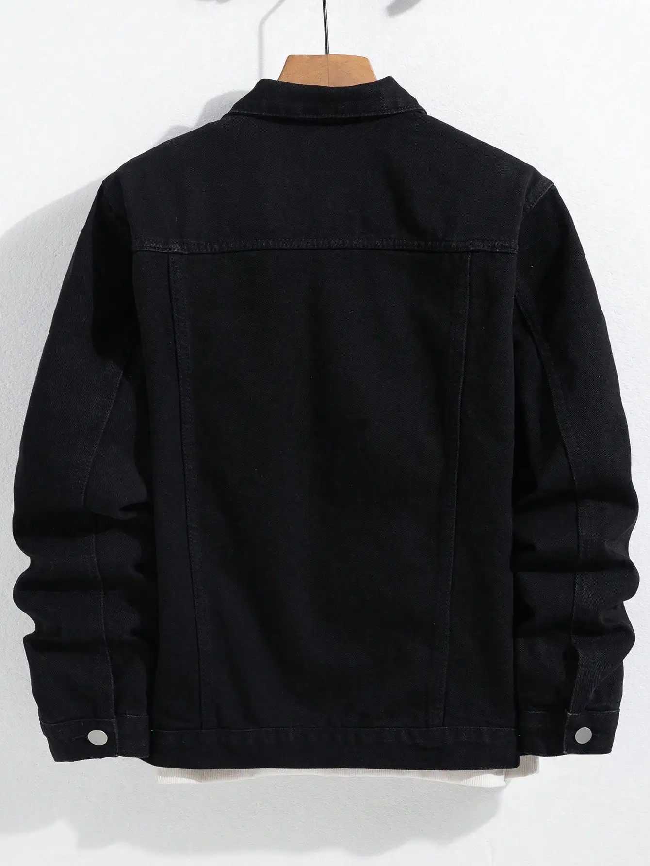 Mens spring-autumn denim jacket Black minimalist coat Daily casual Stylish and trendy style a02 M260309