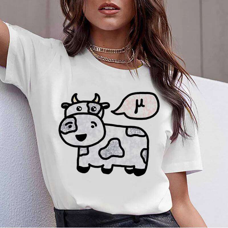 Cow t shirt print women female harajuku clothes tee korean ulzzang t-shirt 90s kawaii shirts femme tshirt Printed cartoon top XJ260306