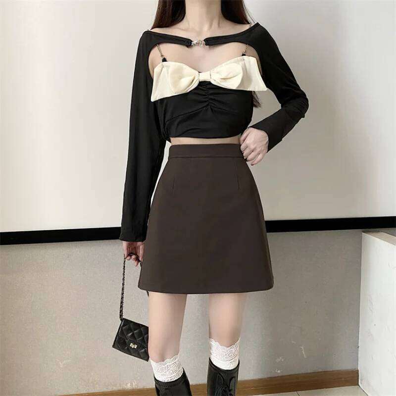 Summer Mini Skirts Women Faldas A-line Solid Hot Soft Simple Stylish High Waist Office Ladies All-match Retro Trendy Minimalist XJ260309