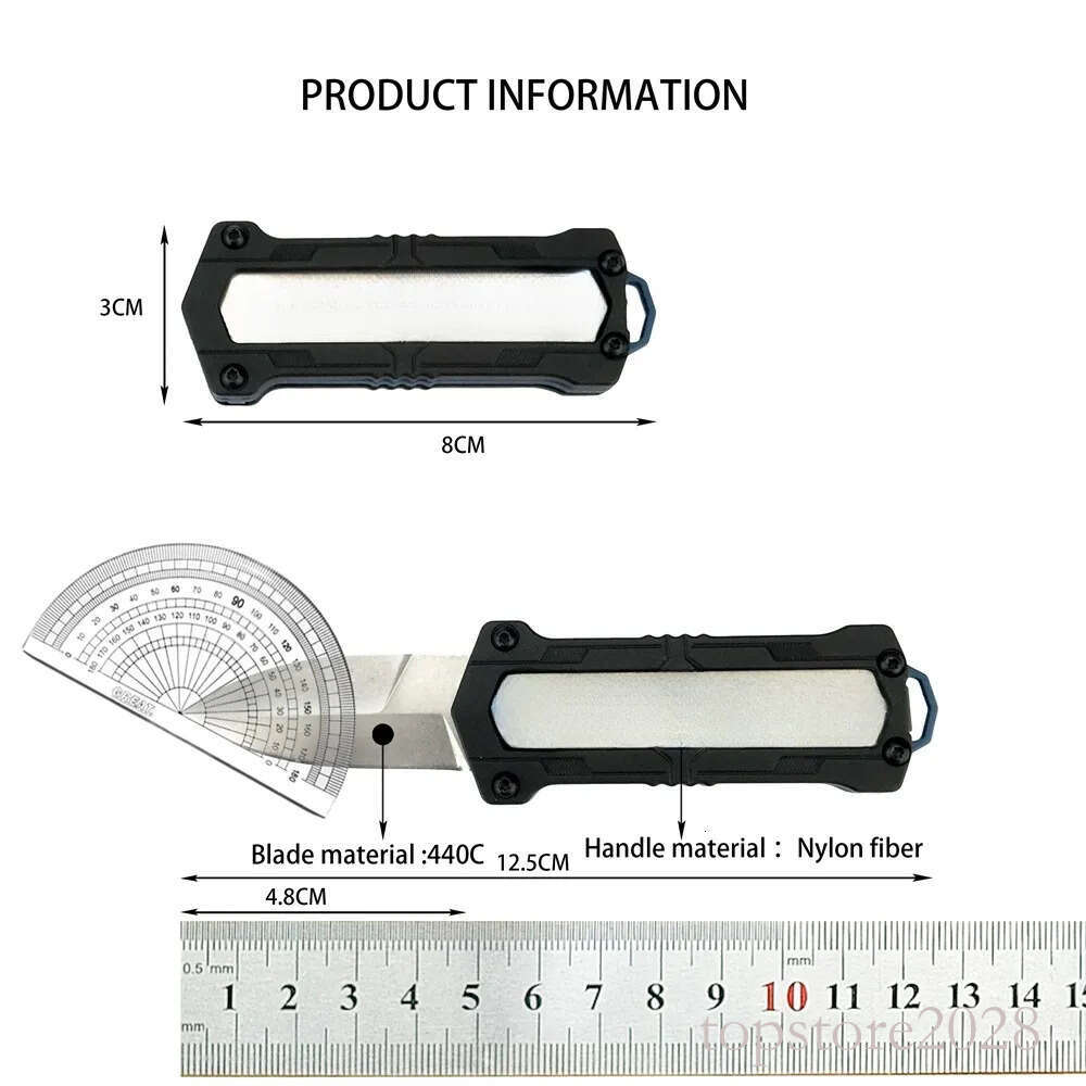 NEW 1190 Jens Anso pocket knife Kapsule OTF Tactical Pocket Knife 1.9 Stonewashed Spear Point Blade Black Nylon Fiber Handles Outdoor Hunting Survival
