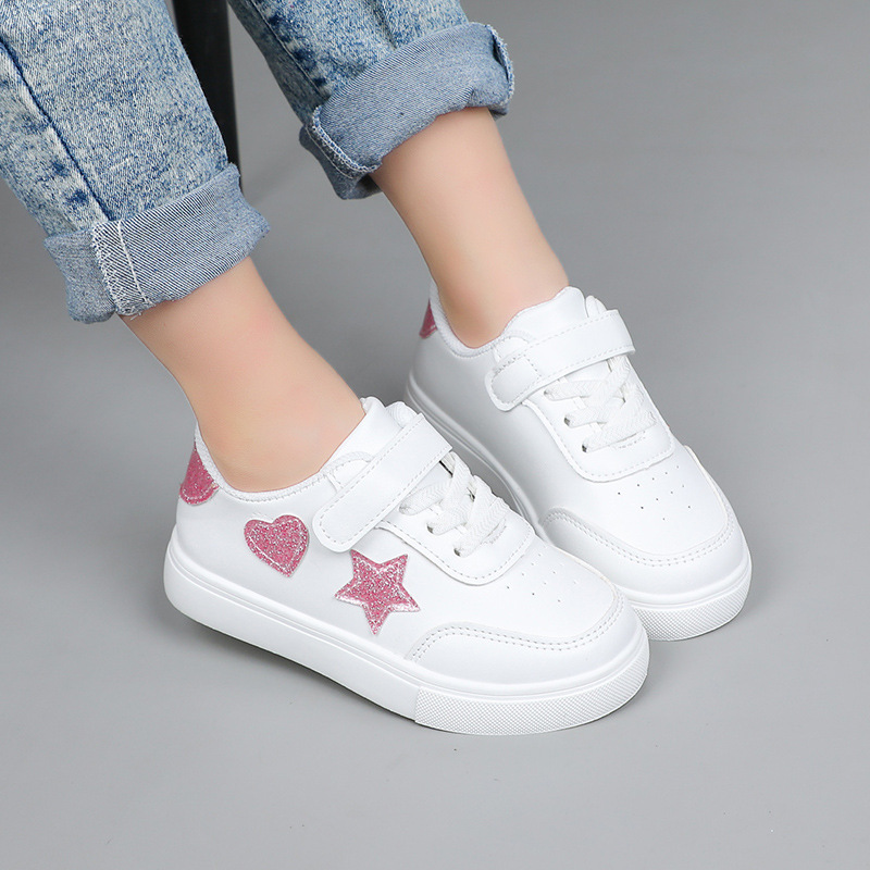 Free Shipping Kids Sneakers, Girls Shoes, White Sneakers, Board Shoes Children Fashion Walking Shoes Size 22-30