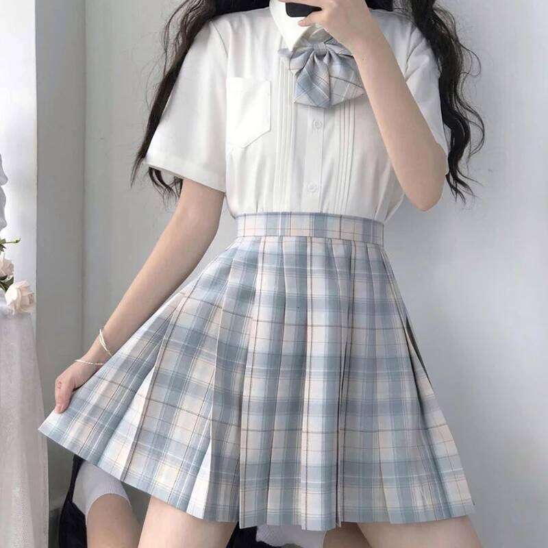 ZOKI Plaid Women Pleated Bow Knot Summer High Waist Preppy Girls Dance Mini Skirt Cute A Line Harajuku Sexy Japan Faldas XJ260309