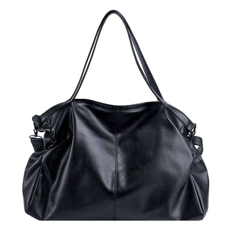 Big Black Tote Bags for Women Large Hobo Shopper Roomy Handbag Quality Soft Leather Crossbody Ladies Travel Shoulder Bag H260309