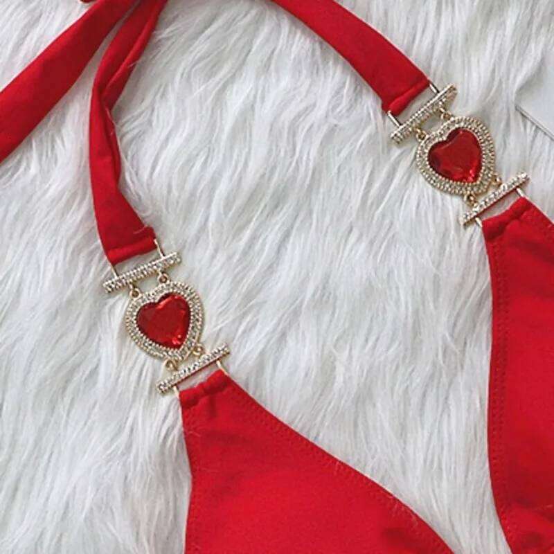 Pink Sexy Bikinis Swimsuit With Heart Rhinestones Women Swimwear Female Push Up Bikini Beach Swim Wear Bathing Suits Pool Bather XJ260206