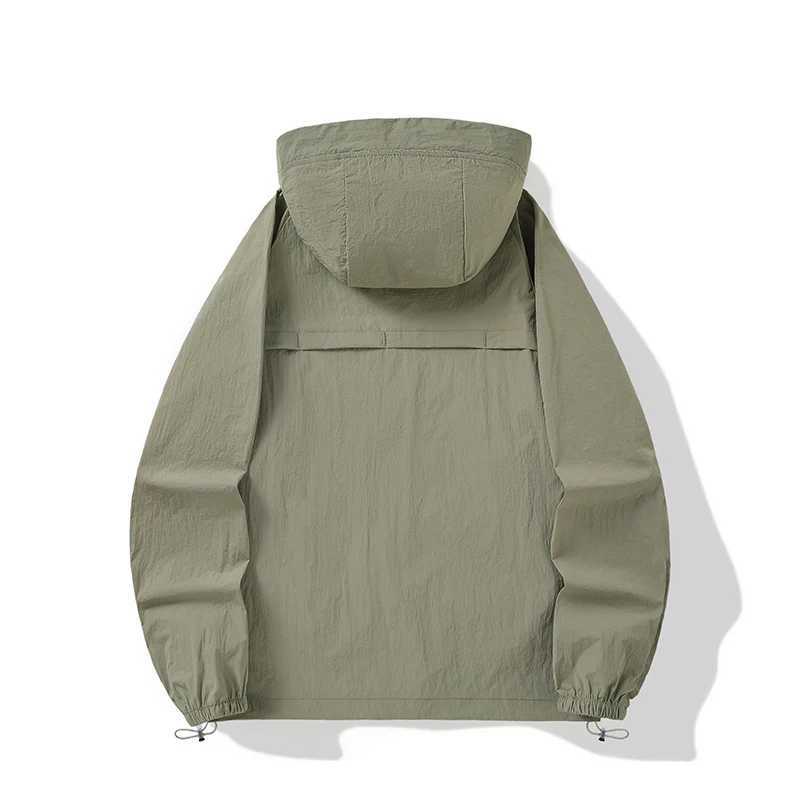 Mens Jacket Windproof Waterproof Breathable Male Outdoor Hooded Sunscreen Jacket Camping Loose Hooded Hiking Sunscreen Jacket M260309