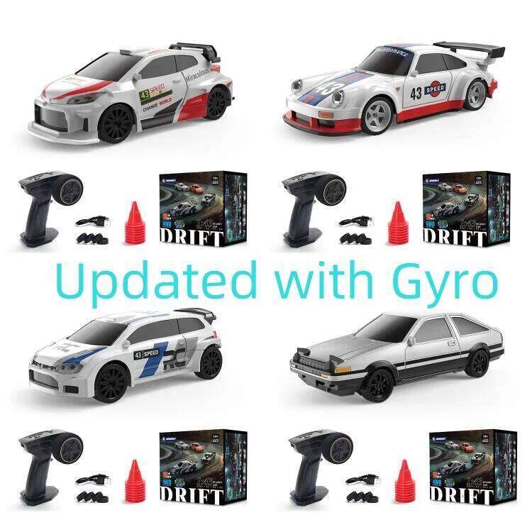 Gifts 1/43 with Gyro Upgraded Ver 2.4G Remote Mini Drift Race Car 4WD Radio Control RC Toys Traffic Cones C260306