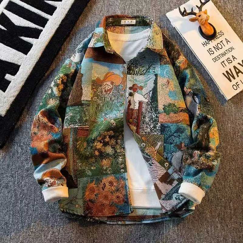 2025 spring Mens doodle Camouflage Men JaCKet Loose Turn Down Collar Cargo Lapel Coat fashion jaCKets Outerwear male M260309