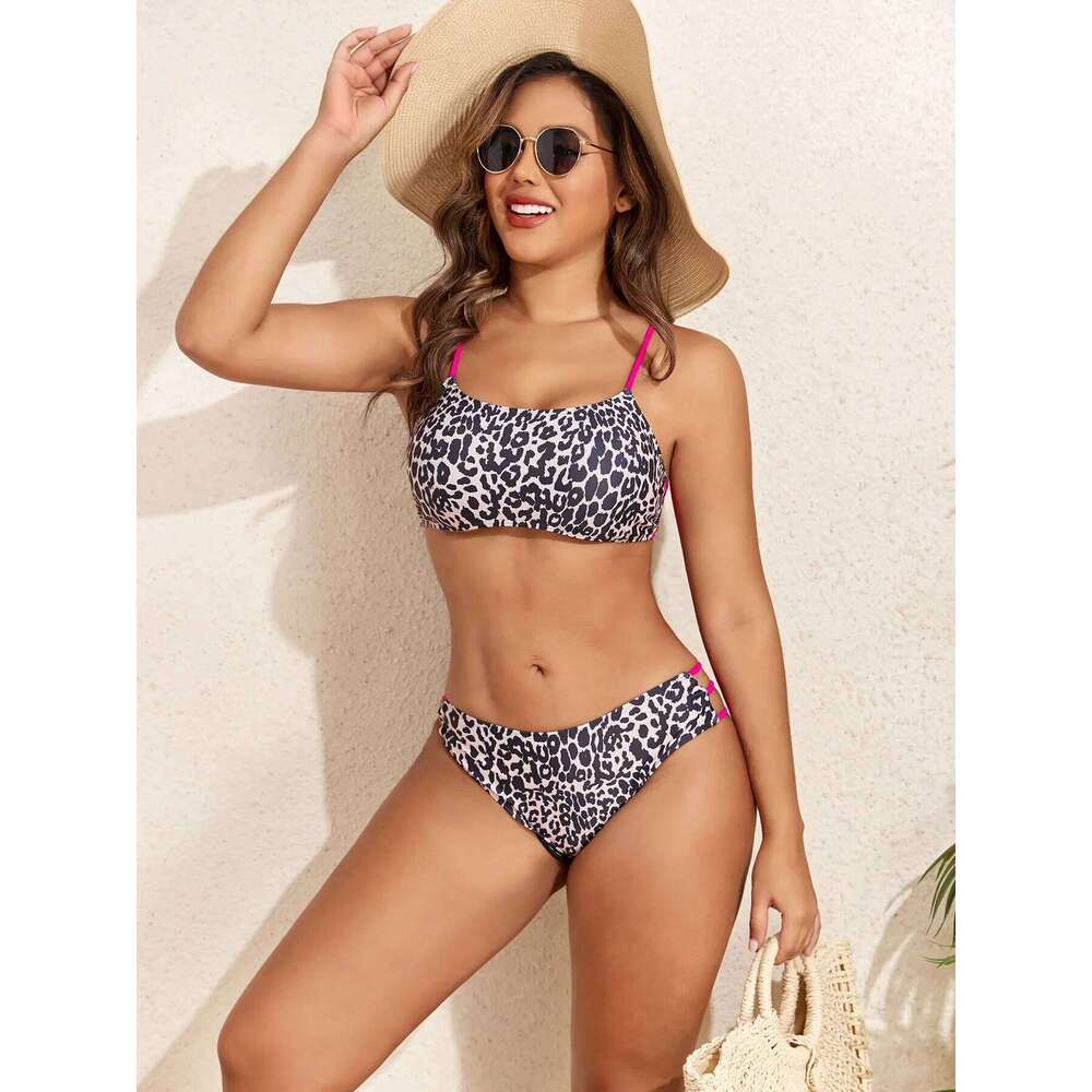 Leopard Bikinis Women 2025 Bandeau High Cut Two Pieces Swimsuit Separate Thong Bikini Set Brazilian Bathing Suits Beach Wear XJ260206