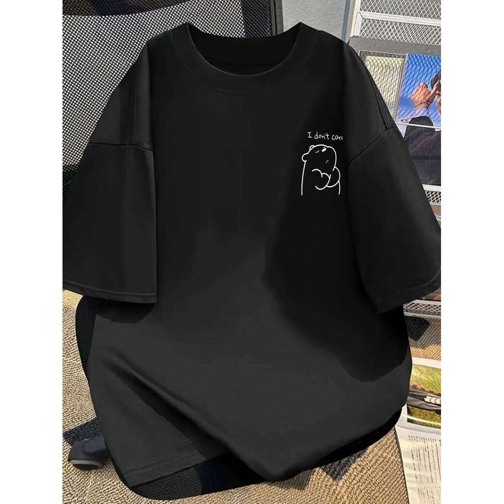 Simple Bear Print Short-sleeved T-shirt Casual Versatile Style Suitable for Women's Daily and Outing Wear XJ260306