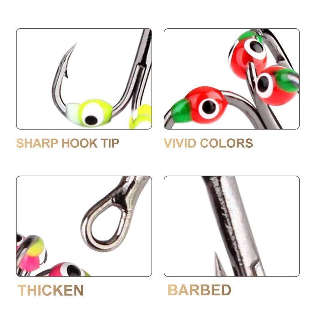 FISH KING 0.4/0.6/0.8g Ice Hooks Hard Lure High Carbon Steel Barbed Treble Fishhooks For Winter Carp Bass Fishing S260305