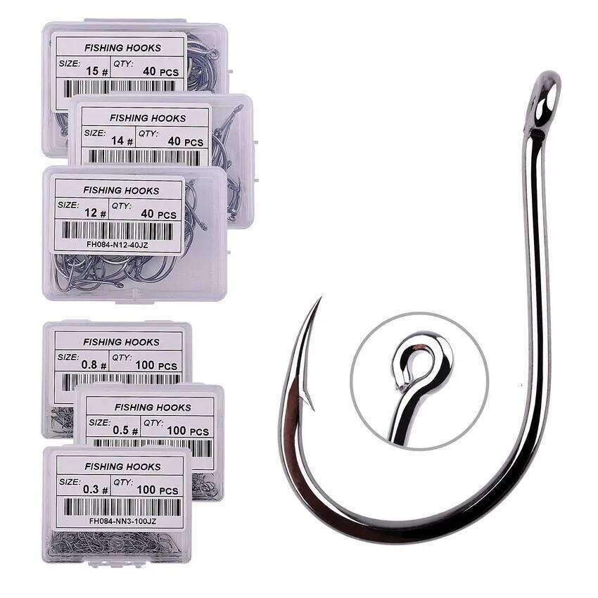 50/20pc Box High Carbon Chinu Single Hook With Eye Carp Catfish Anzol Fish Hooks Japan Fishing Tackle Jig Fishhook S260305