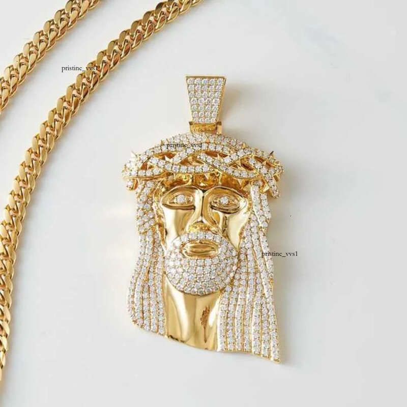 2020 Mens Sier 10k Solid Gold Iced Out Moissanite Hip Hop Jewelry Jesus Piece Charm Pendant for Necklace