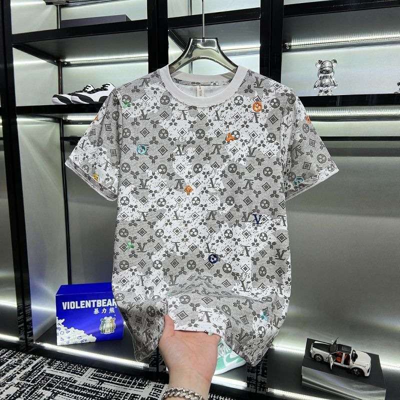 Summer New Fashionable Commuter Round Neck Versatile Printed Short Sleeve T-shirt Simple Large Asia Size