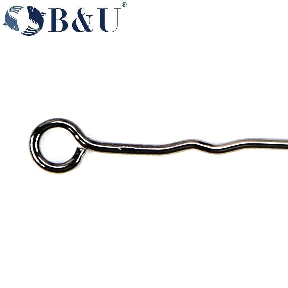 B&U 10PCS Micro Jig Joint Big Eyes Single Barb Fishing hook big ring Carbon Steel tackle Worm Hooks S260305