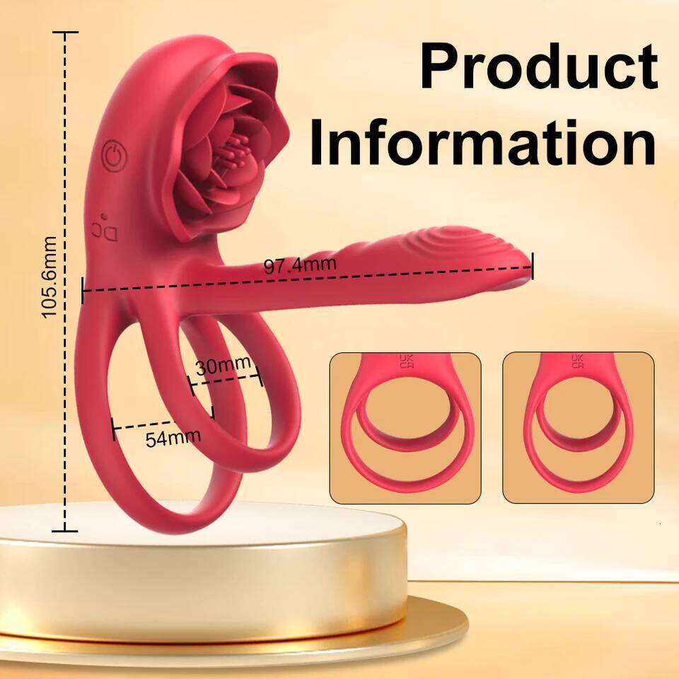 Remote Control Vibrating Cock Sleeve with Rose Clitoral Stimulator Penis Ring Vibrator Adult Sex Toys for Men Women 26H0309
