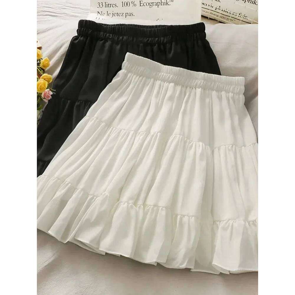 Women's High Waist Pleated Mini Skirt, Korean Fashion, Casual, Short, Black, White, A Line, Sexy, Alt Clothes, Female, Summer XJ260309