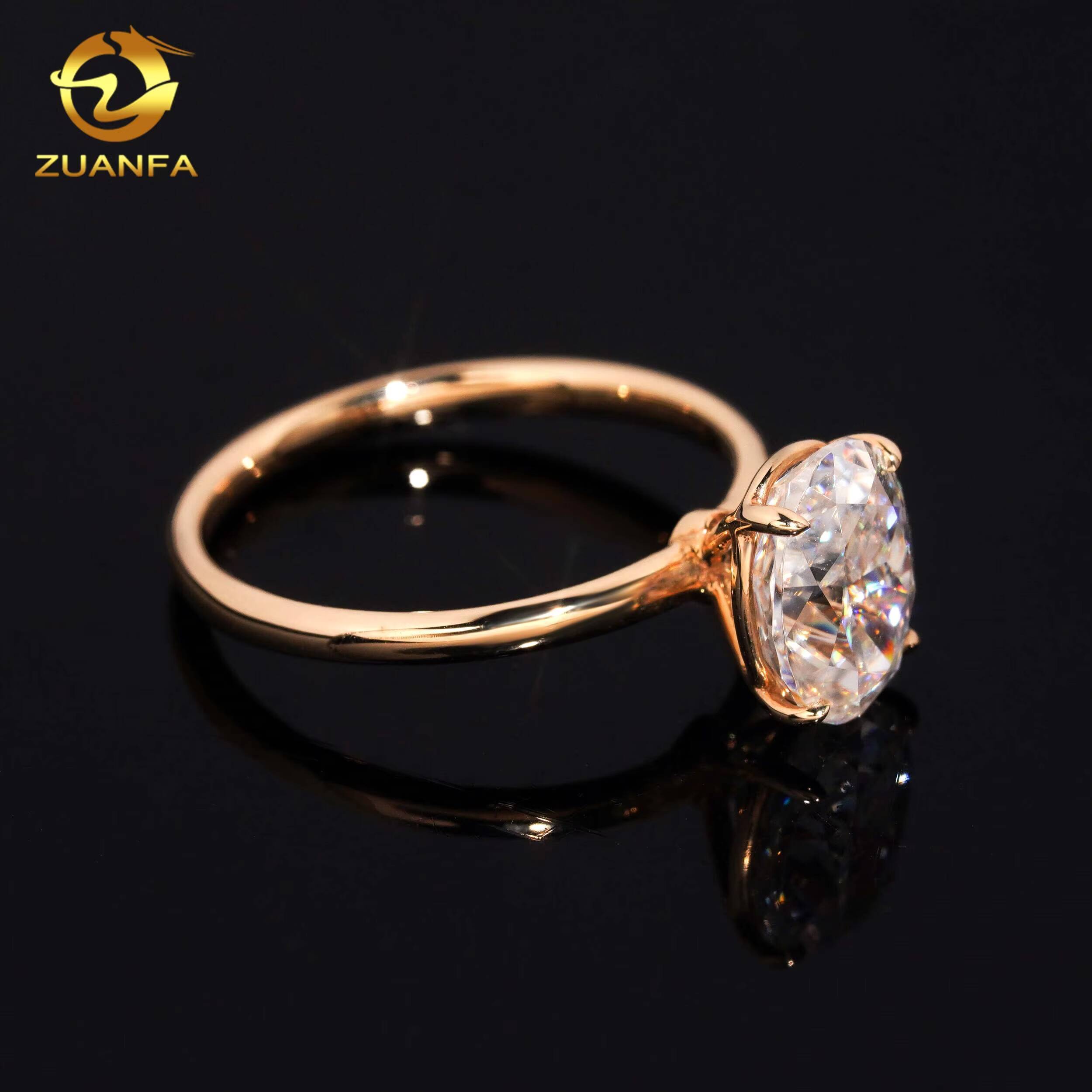 Luxury Women Jewelry 14k White Gold Moissanite Diamond Ring Vvs Oal Cut Solitair Ring Engagement Rings