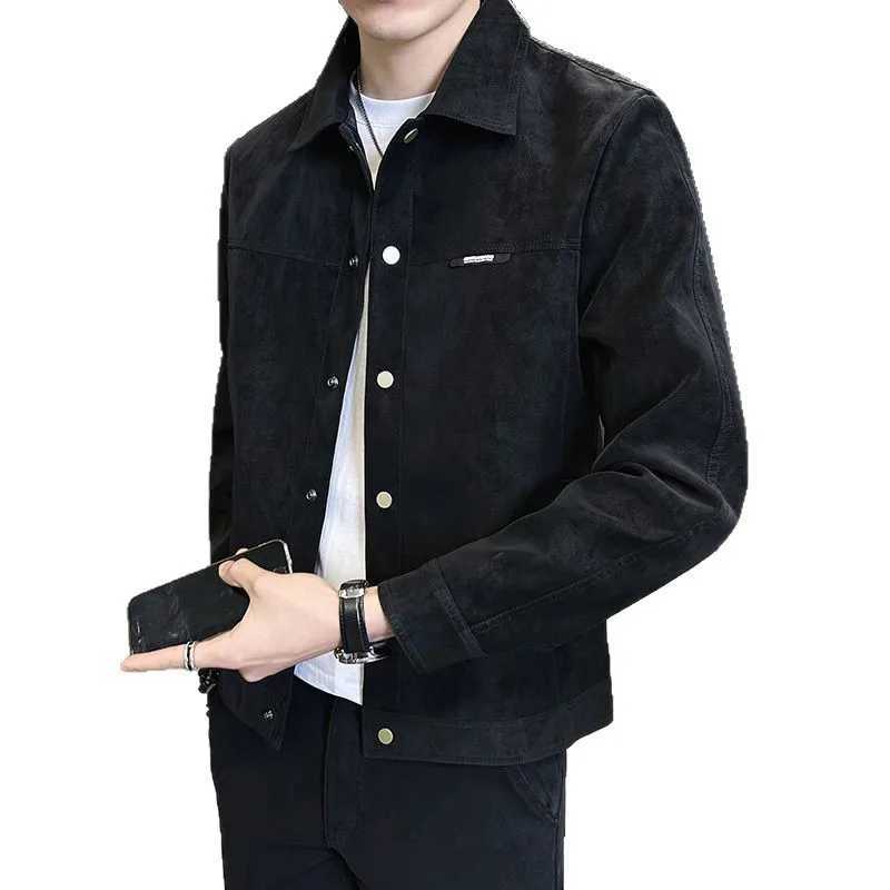 Spring and Autumn 2026 Jacket Mens Trendy Lapel Trend Suede Spring Clothes Mens Jacket Mens M260309