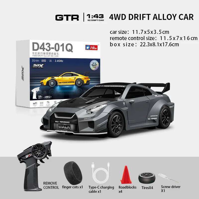 Professional 1:43 RC Drift Car with ESP Gyroscope Full Proportional Control 4WD Metal Body 2 Sets Tires for Realistic Drifting C260306