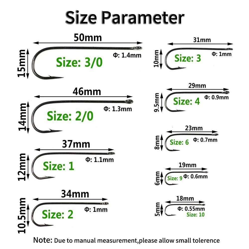 Elllv 100pcs #16 - #4/0 Aberdeen Long Shank Fine Wire Fishhook Saltwater Freshwater Fishing Sabiki Rig Streamer Fly Hooks S260305