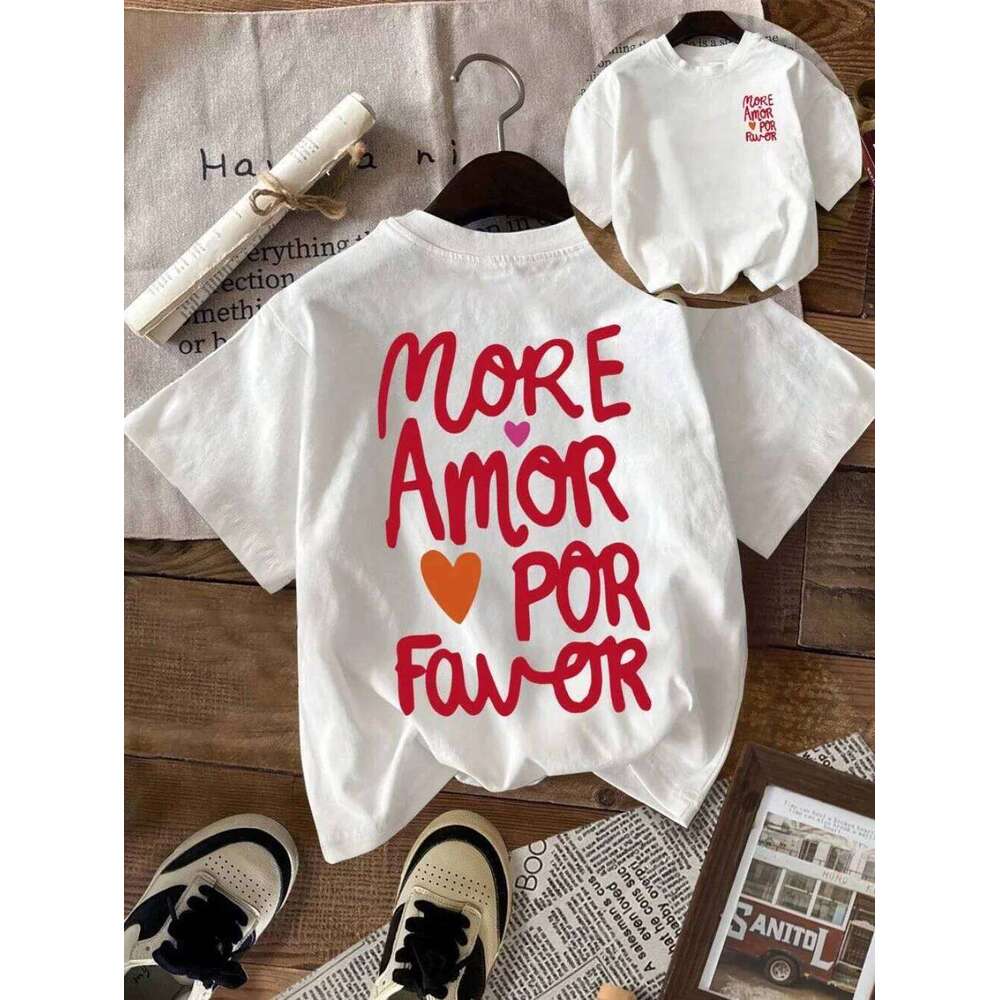 Women's Love Heart Letter Graphic Tee Casual Crew Neck Short Sleeve Top Creative Simplicity Summer Spring XJ260306