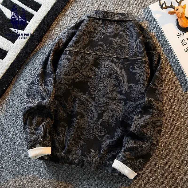 Clothing Cashew Flower Printed Vintage Stylish Retro Jacket for Men Casual Designer and Cotton Fabric Streetwear Jacket M260309