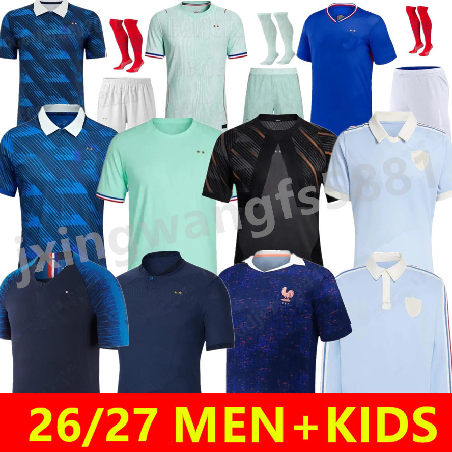 2026 France jersey world cup uniform maillot quipe de French Soccer Jerseys 18 19 22 24 26 27 maillot de foot MBAPPE DEMBELE EKITIKE Olise Kids Football Shirt