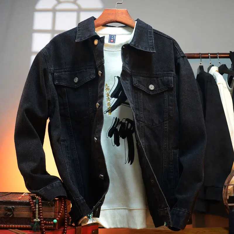 Denim Jacket Man Vintage Embroidery Jeans Jacket Women Chinese Brocaded Carp Original Denim Coat Fashion Streetwear M260309