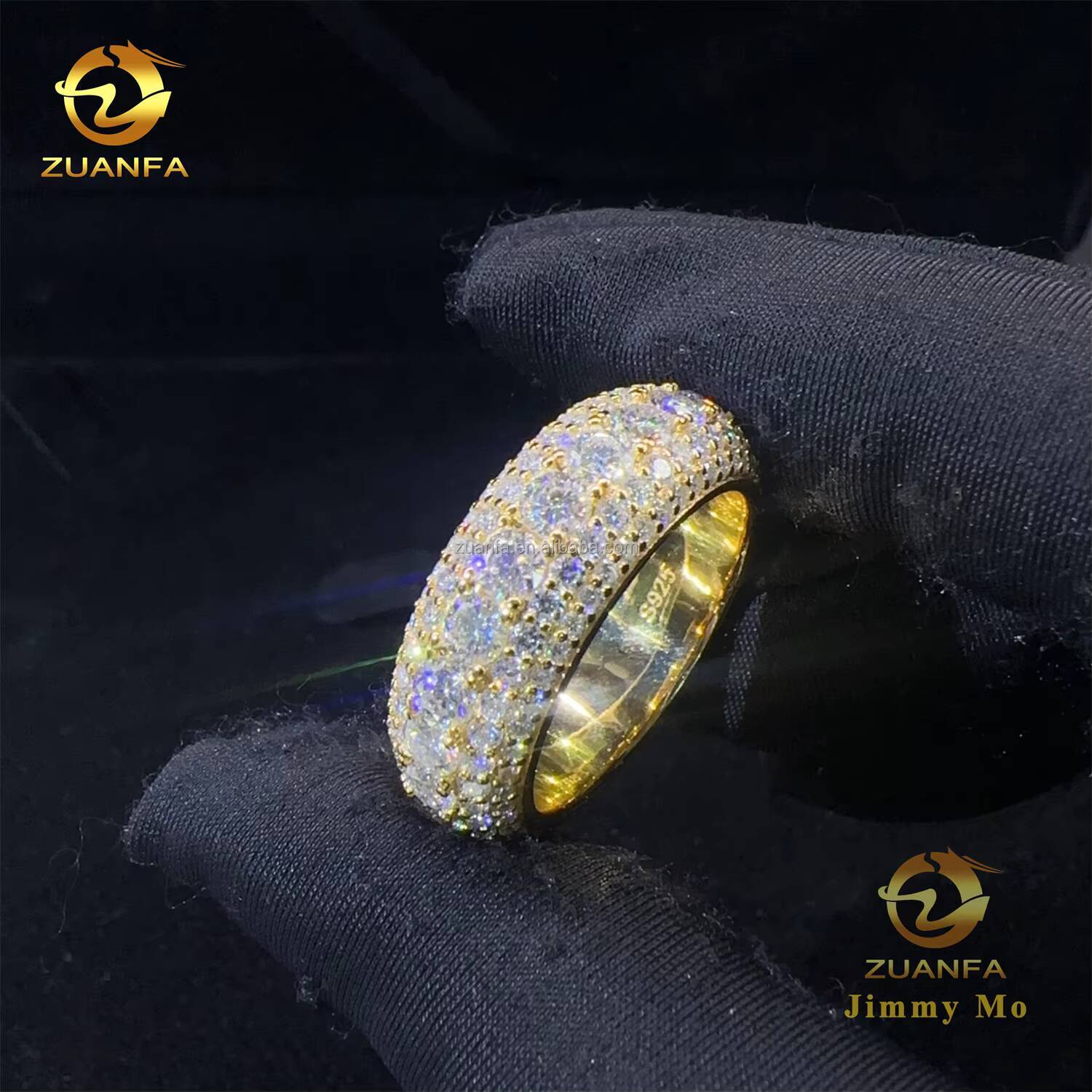 High End Luxury 925 Solid Silver Bridal Wedding Jewelry VVS1 5Rows Stone VVS1Brilliant Moissanite Eternity Engagement Band Ring