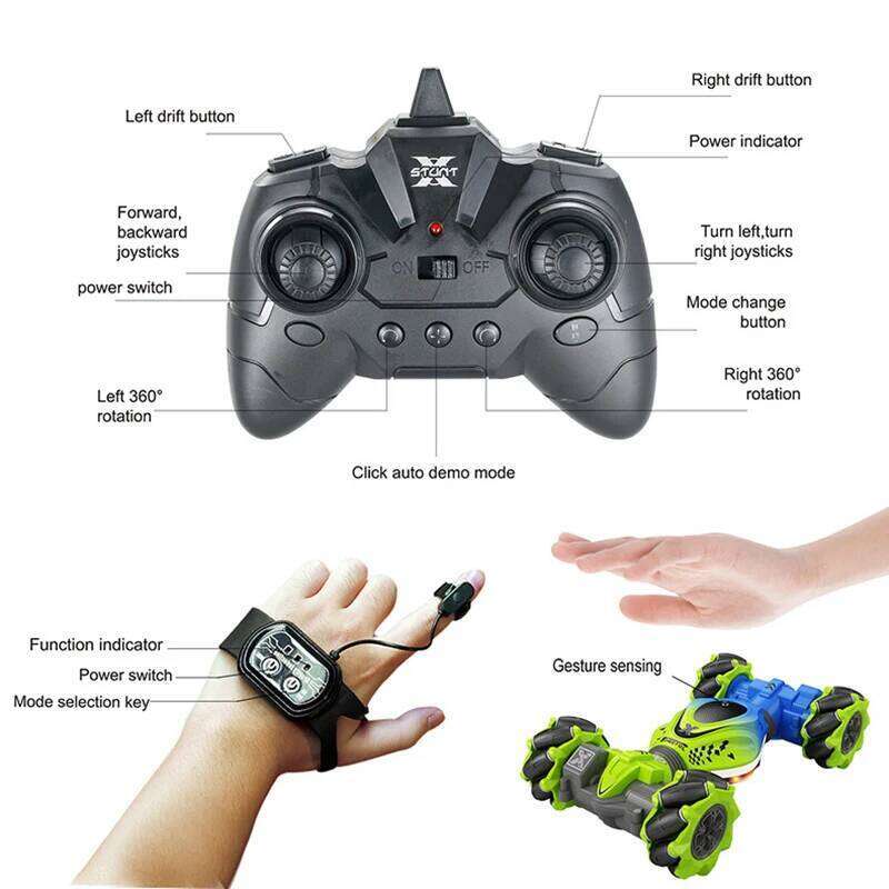4WD Car 2.4G Radio Remote Control Cars RC Watch Gesture Sensor Rotation Twist Stunt Drift Vehicle Toy for CHildren Kids C260306