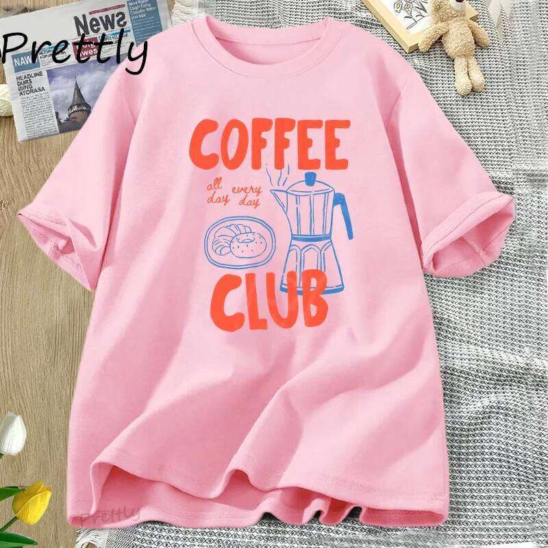 Club Shirt Women Funny Coffee Lover Retro Tshirt Trendy Cotton Short Sleeve Tee Harajuku Graphci T Shirts Streetwear XJ260306
