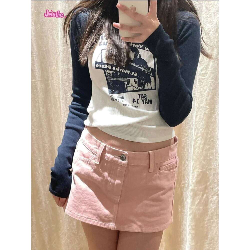 Casual Women Blue Denim Mini Summer Vintage High Waist Pockets A-line Skirts Female Y2k Streetwear Slim Bottoms 2024 XJ260309