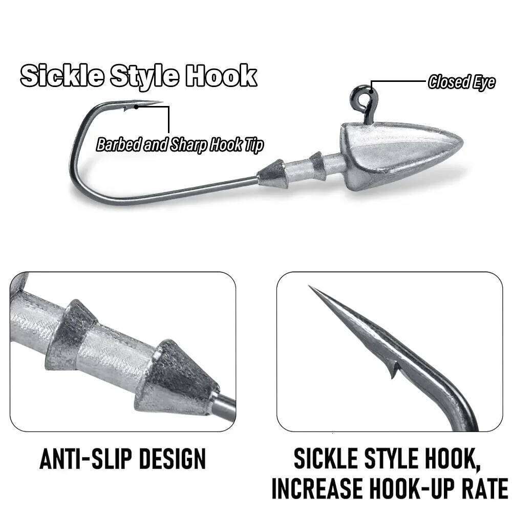 5pcs Metal Jig Head Hook 3.5g 10g 21g 35g Weight Crank Sharp Fishhook Gear Sinker Pesca Set Soft Lure Texas Rig Fishing Tackle S260305