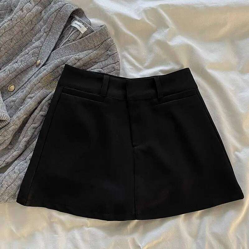 Streetwear Black Mini Skirt Women Fashion Preppy Sexy Gyaru Hip Wrap Skirts Summer Elegant Korean High Waist A Line Faldas New XJ260309