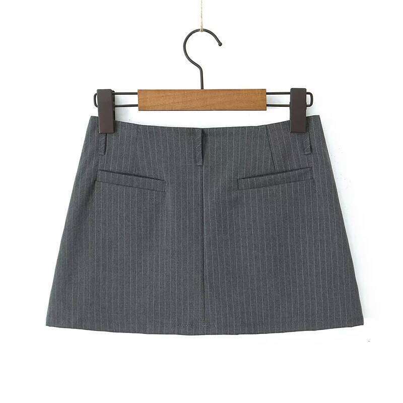 YENKYE Y2K Cool Girl Striped Pencil Mini Skirt Vintage High Waist Sexy Women Black Gray Summer Skirts XJ260309