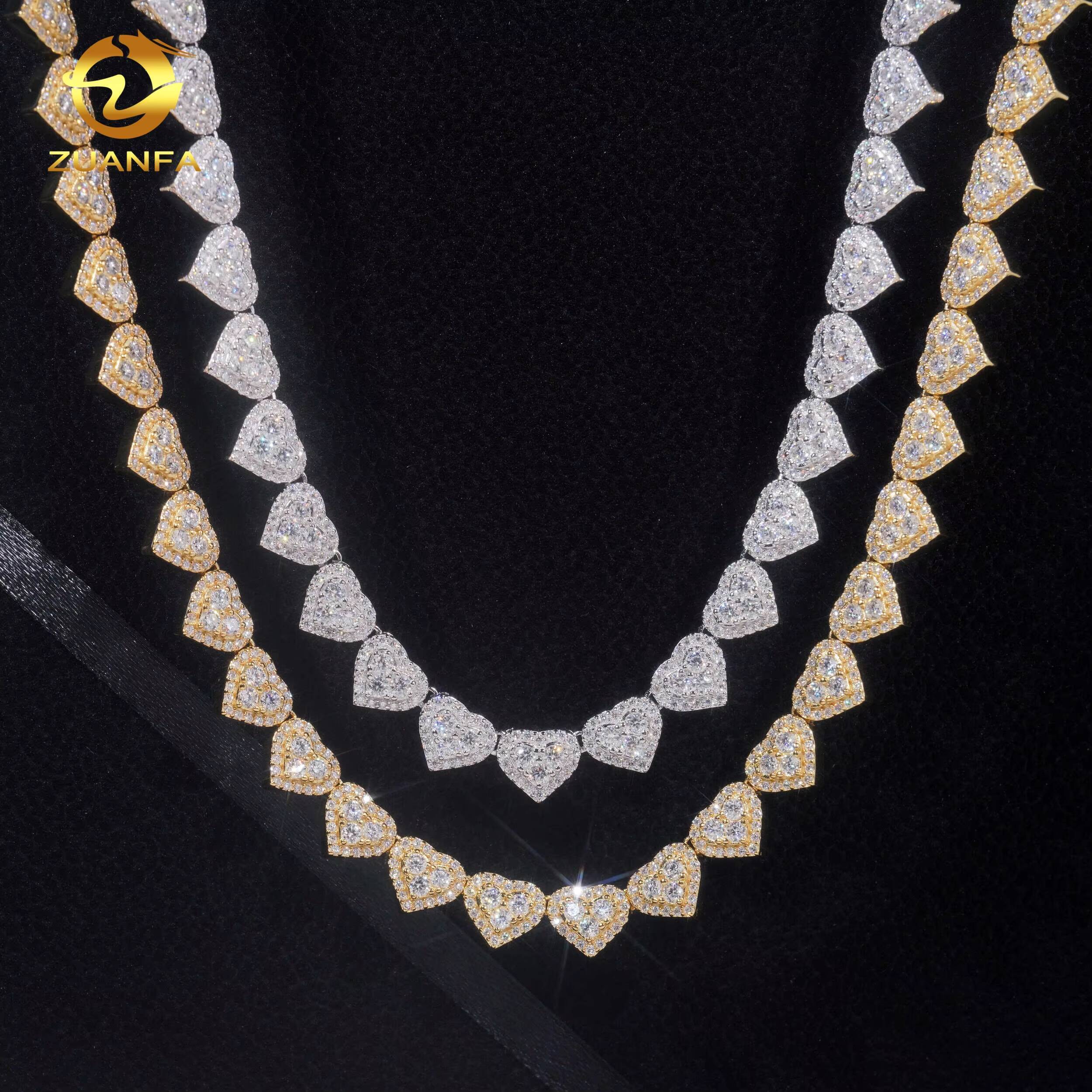GRA Certificate 8mm Heart Shape Hip Hop Jewelry Iced Out Bracelet Diamond Cuban Link Chain Moissanite Necklace Bracelet Men