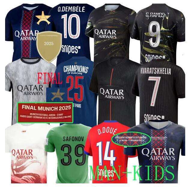 2026 4XL maillot de foot Kvaratskhelia soccer jerseys SPECIAL HAKIMI football shirt 25 26 hommes BARCOLA Zaire-Emery O.Dembele PARIS Fourth PSGES Night Edition